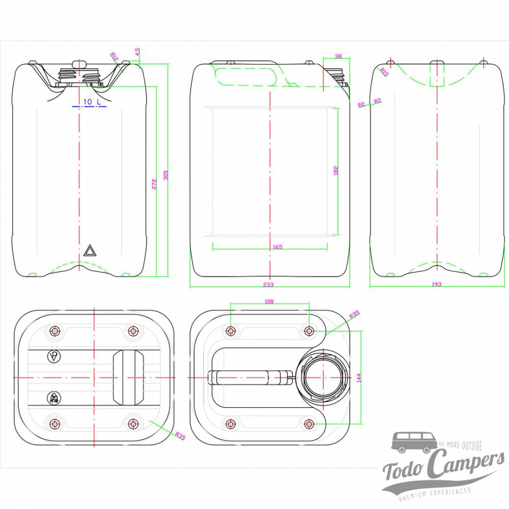 Medidas de Garrafa de 10 litros