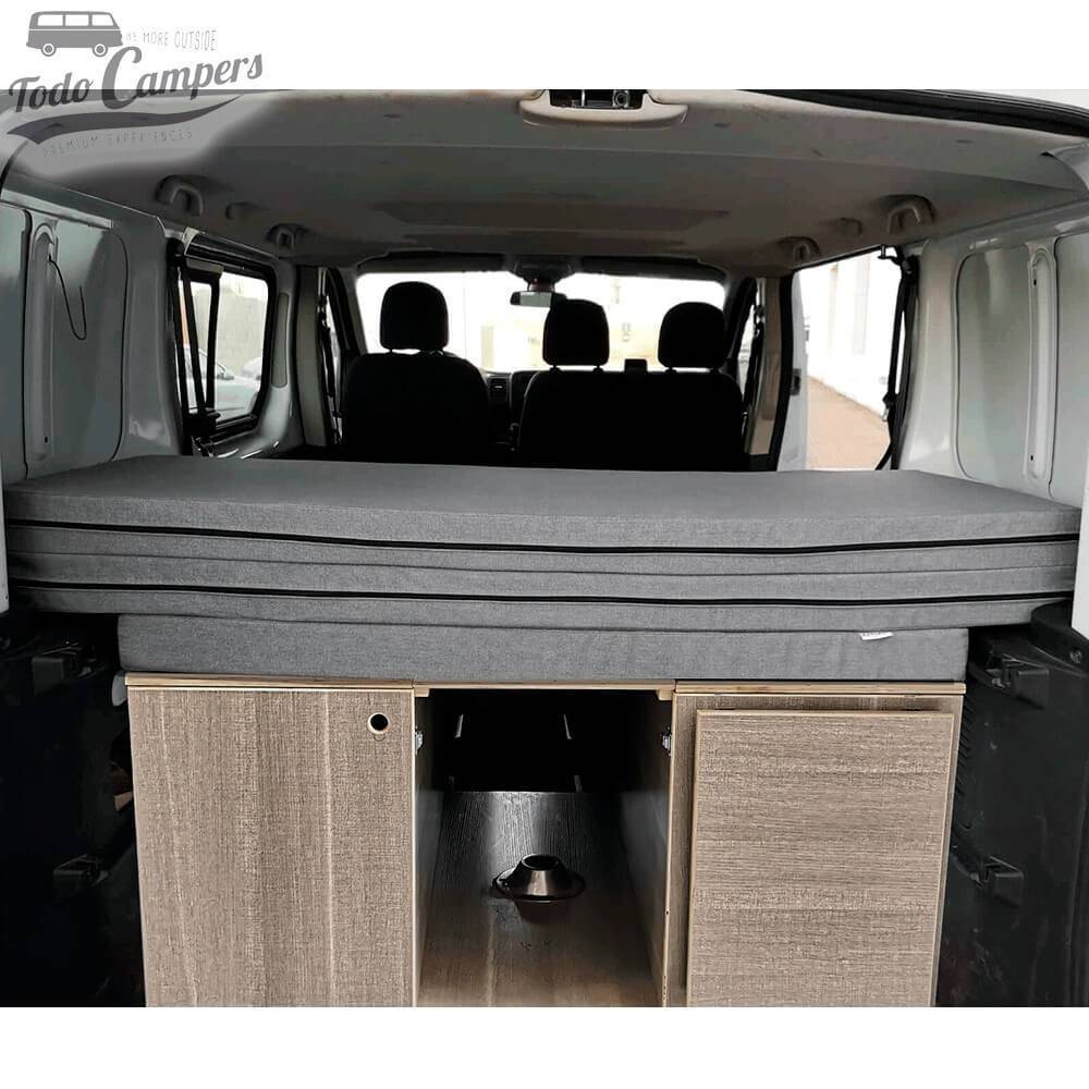 cama camper recogida con colchón de 8cm