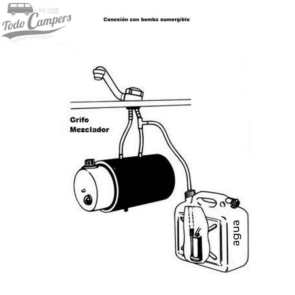 Esquema de instalación de boiler con grifo mezclador