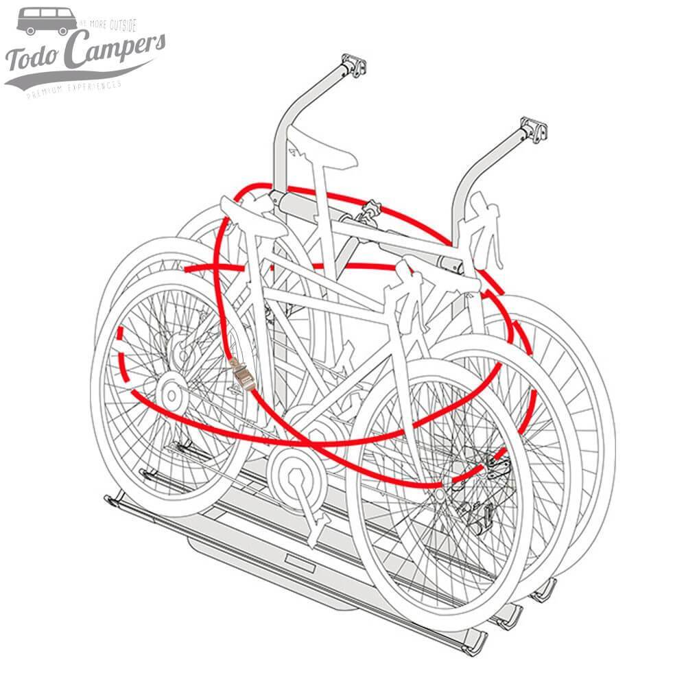 Esquema de suporte de bicicletas com fivela de segurança