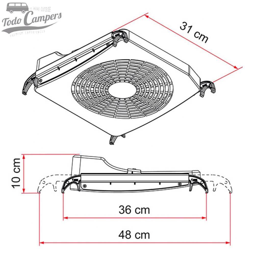 Medidas Turbo Kit de 12v para claraboyas