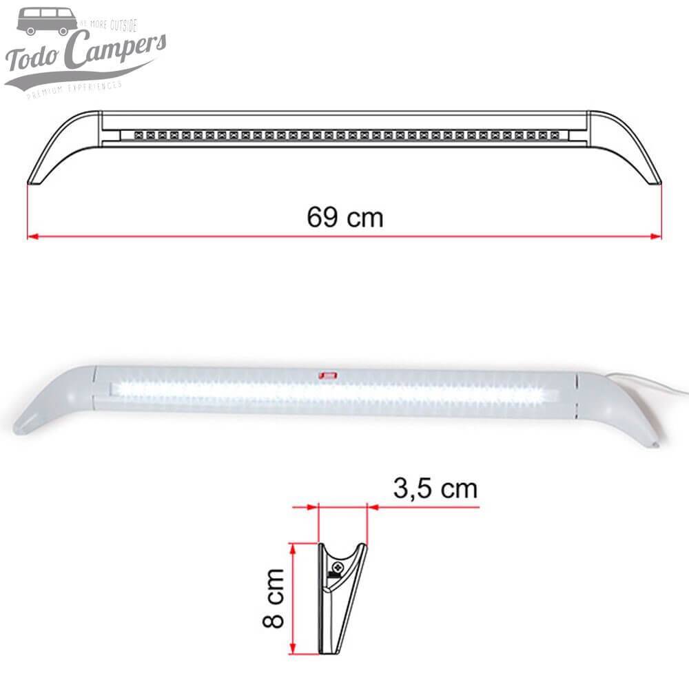 Medidas de la luz LED para puerta de caravana o furgoneta camper.