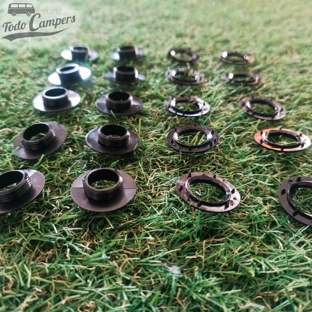 Kit de 10 olhais composto por 10 machos e 10 fêmeas para colocar em para-sóis