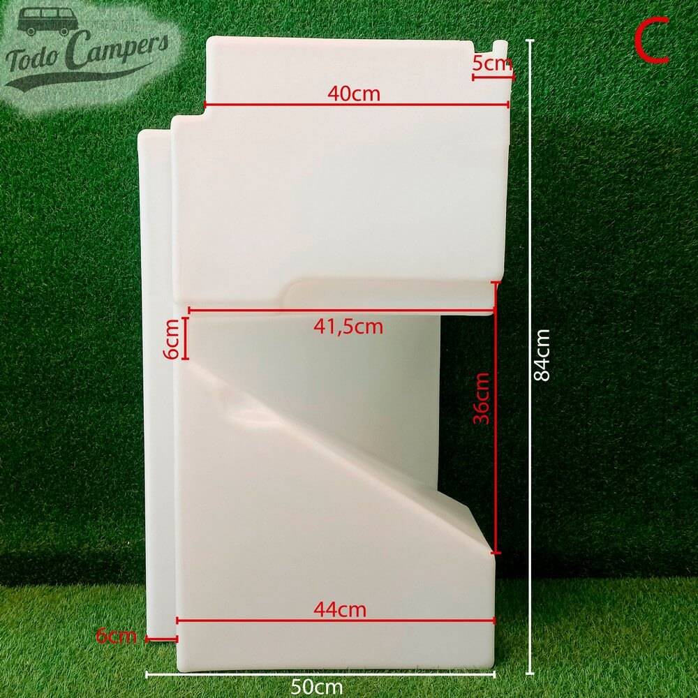 Medidas de la Cara C del depósito de agua de 111 litros