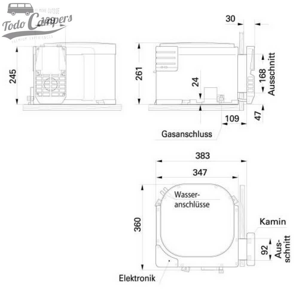 Medidas del boiler Truma