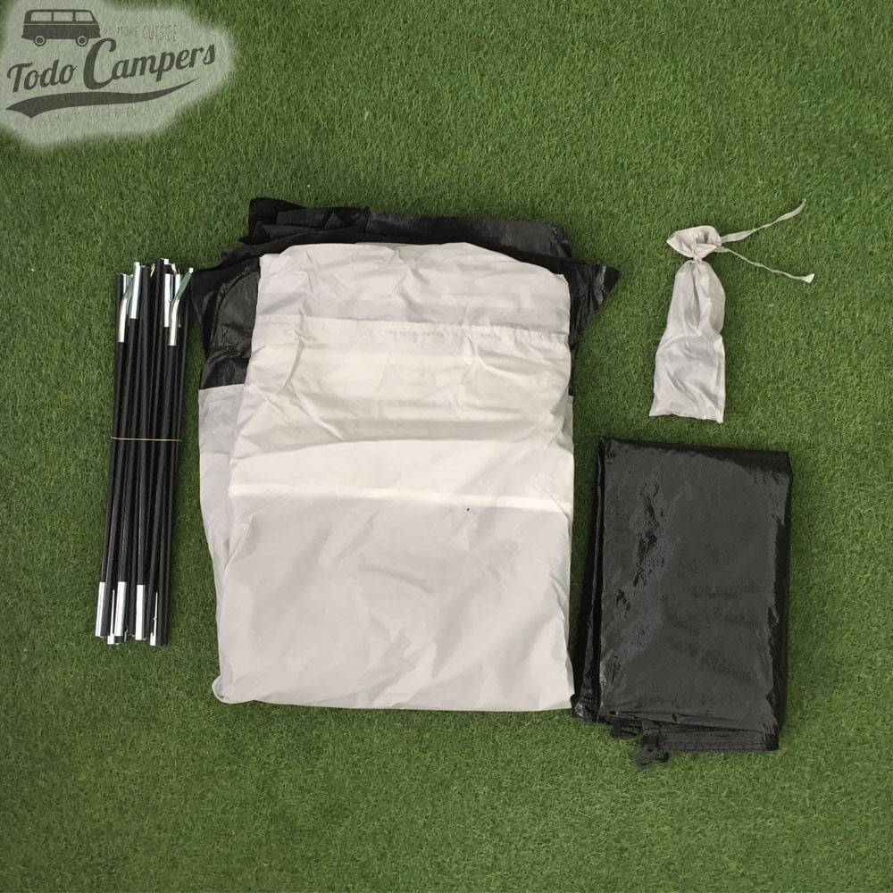 conteúdo e peças da tenda multiusos Campalto