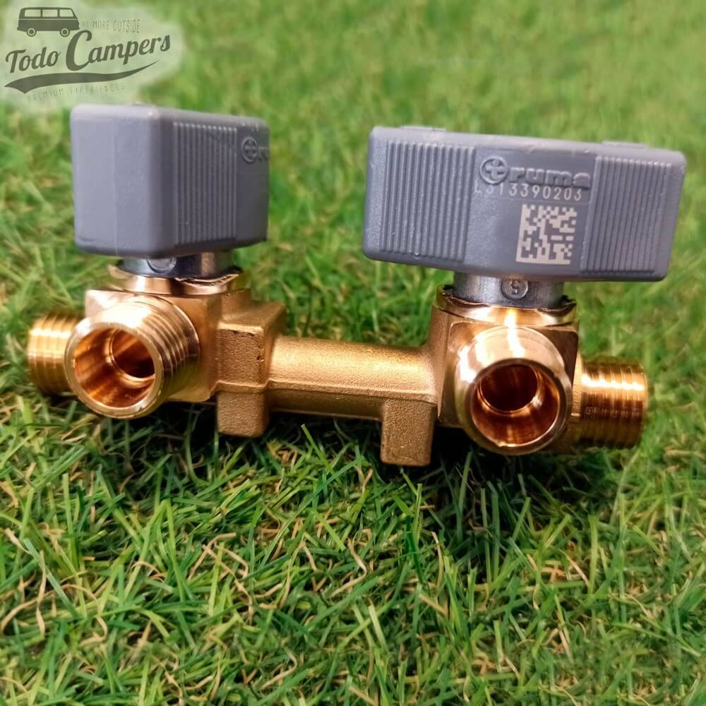 Llave de paso de gas de 2 vias 8mm