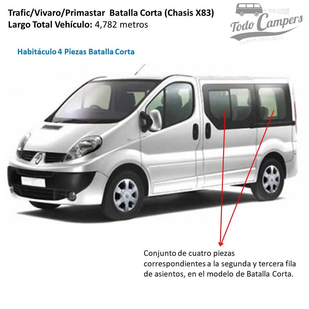 trafic vivaro primastar 2002 a 2014 habitaculo 4 piezas batalla corta
