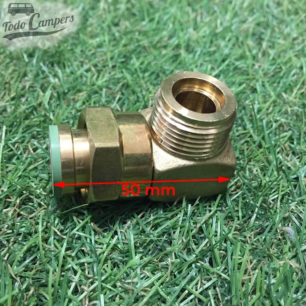 Medida en milímetro de conector de codo para tubos de gas