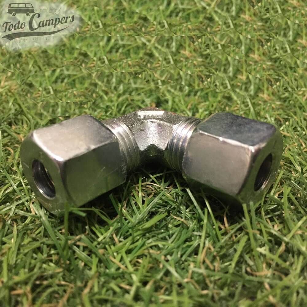 Ligador em L de 90º com bicone 8mm para tubo de gás