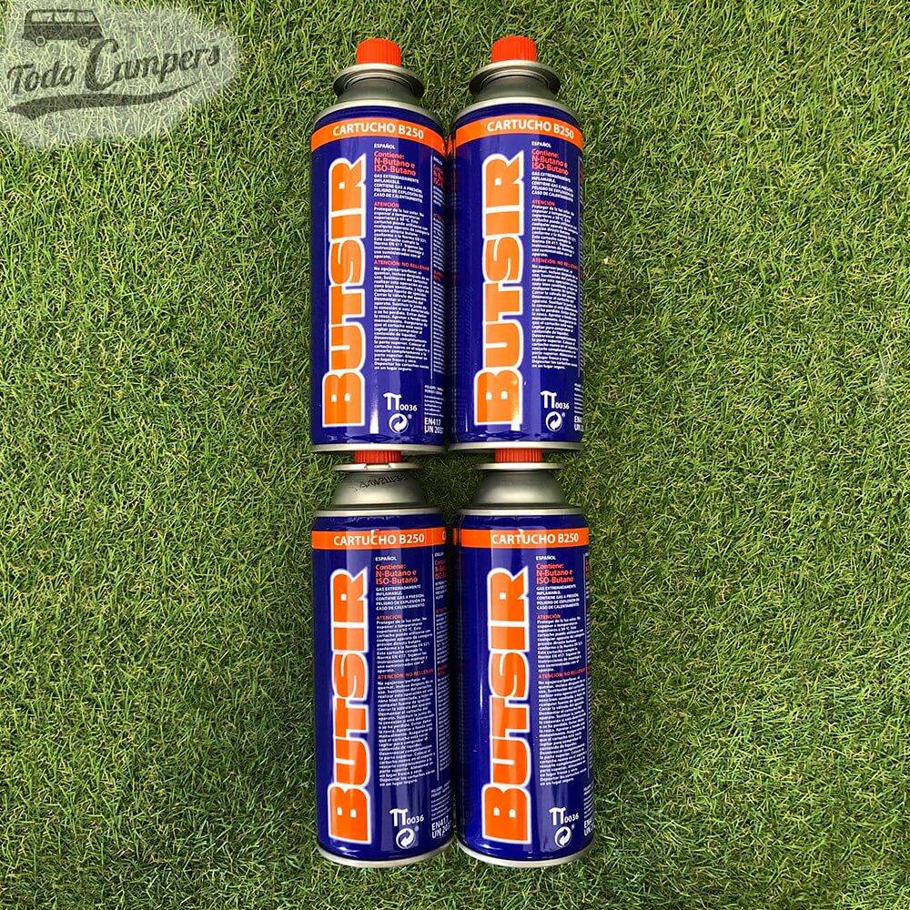 Pack de 4 Cartuchos de Gas Butano Comercial para aparatos de cartucho de válvula acorde con la normativa europea
