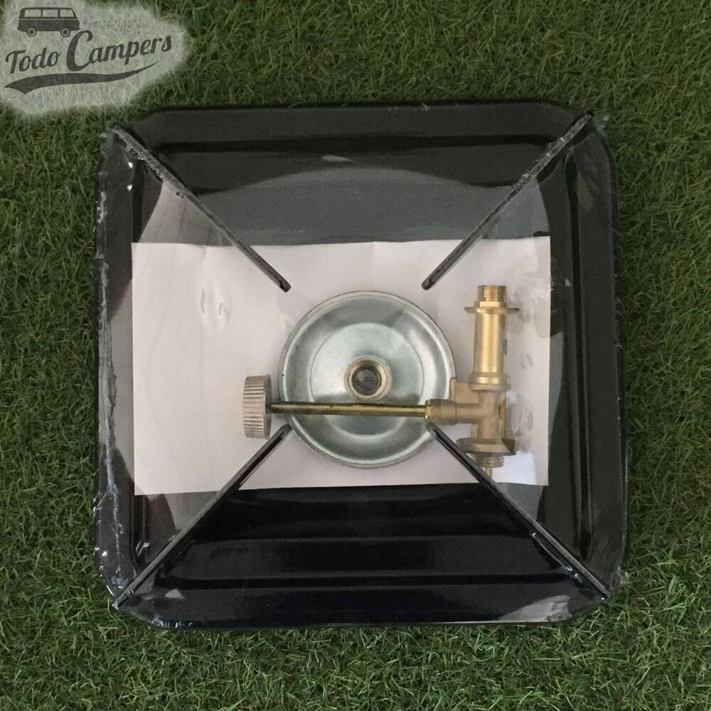 Fogão portátil de grande potência. Prato e grelha de uma só peça.