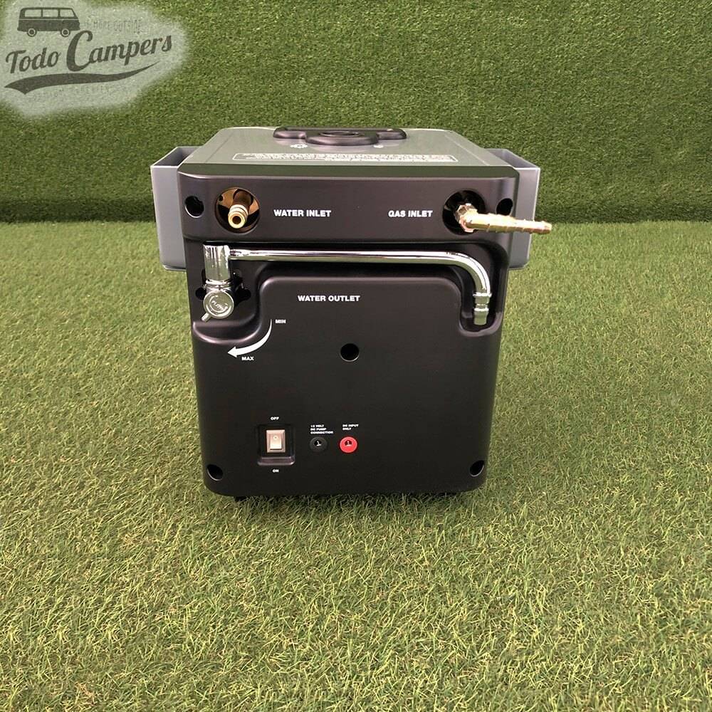 Termo de gas portátil, proporciona agua caliente en cuestión de segundos a través de su grifo o ducha