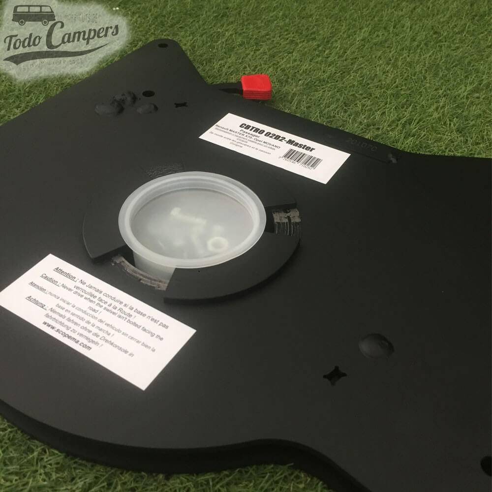 detalhe e ferragens de base giratória pendura master, movano e interstar 1997-2010