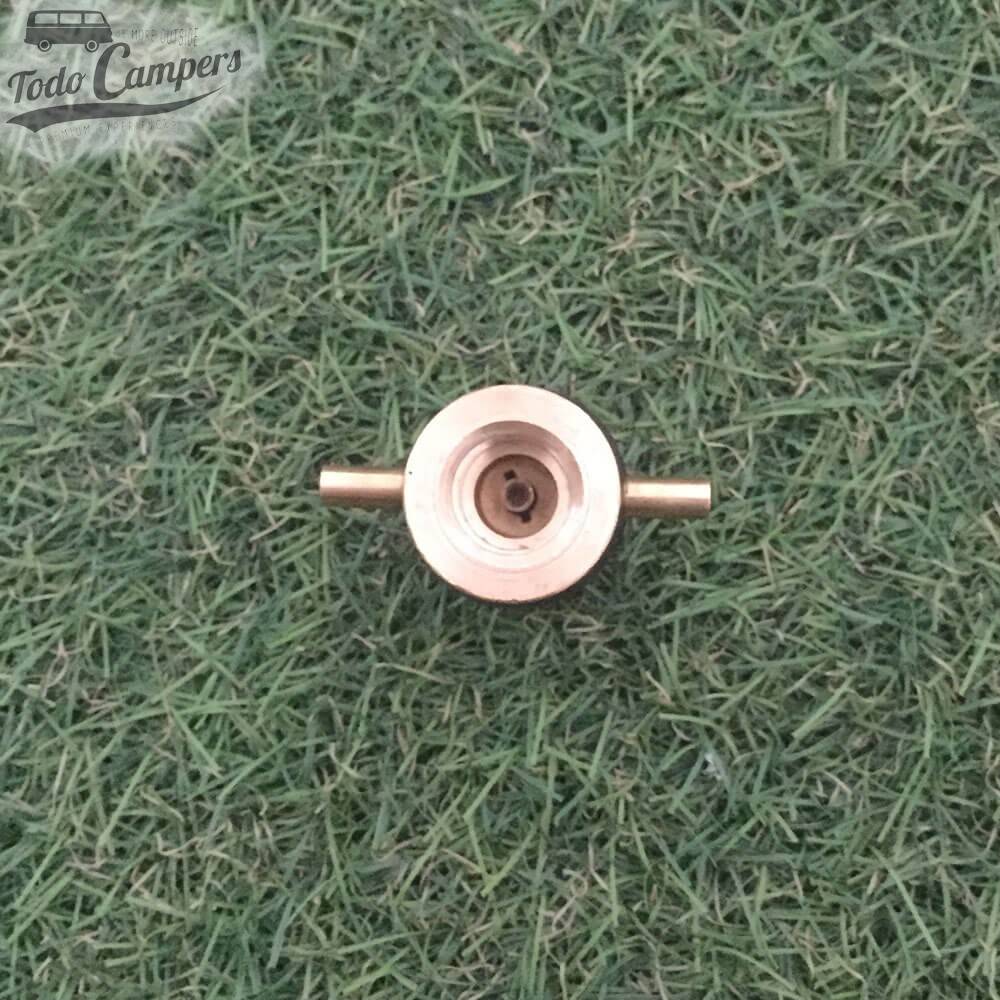 Adaptador para colocar qualquer aparelho de rosca universal (azul) em botija de gás laranja Butsir.