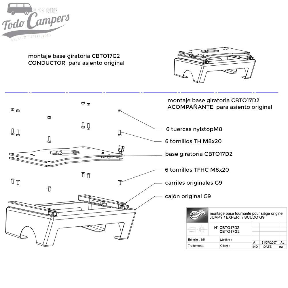Montaje Base Giratoria Conductor Scudo Jumpy Expert ProAce 2006-2016  Scopema