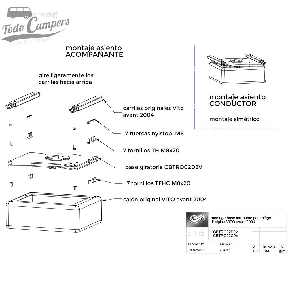montaje base giratoria conductor mercedes vito 1996-2003 - scopema