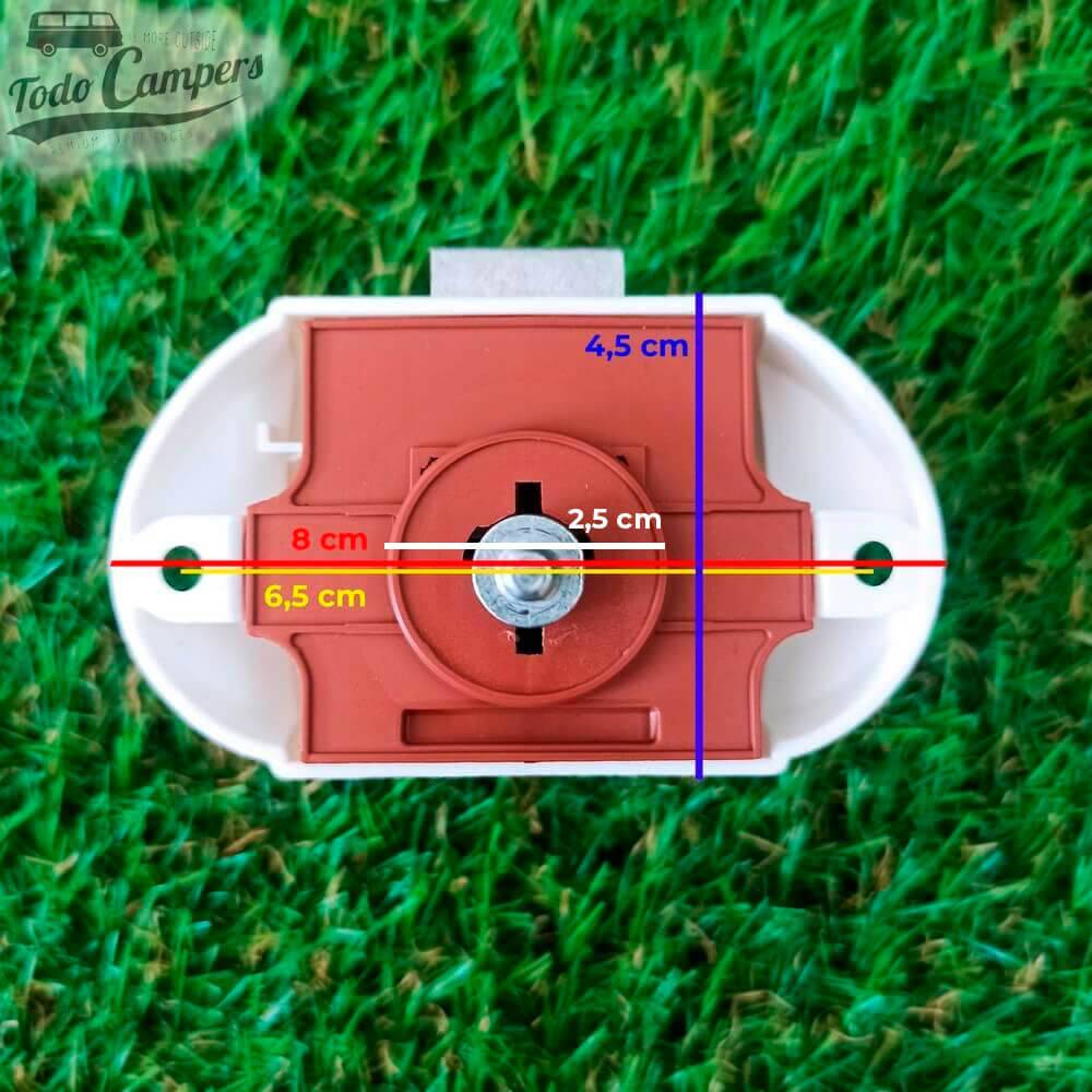 Medidas de Fecho Tic-Tac com botão para portas e gavetas 15mm