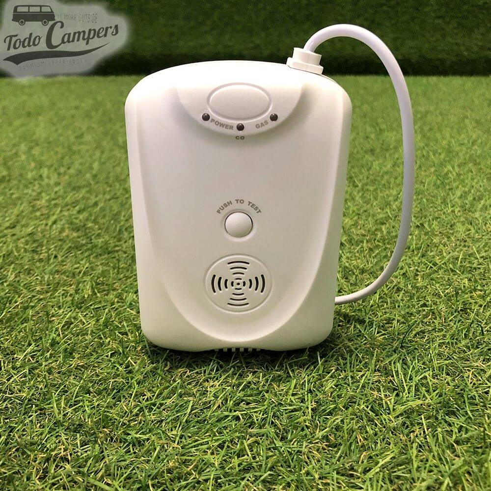Detector Gas Dual Carbest 12v para furgonetas camper, autocaravanas y caravanas (vista frontal)