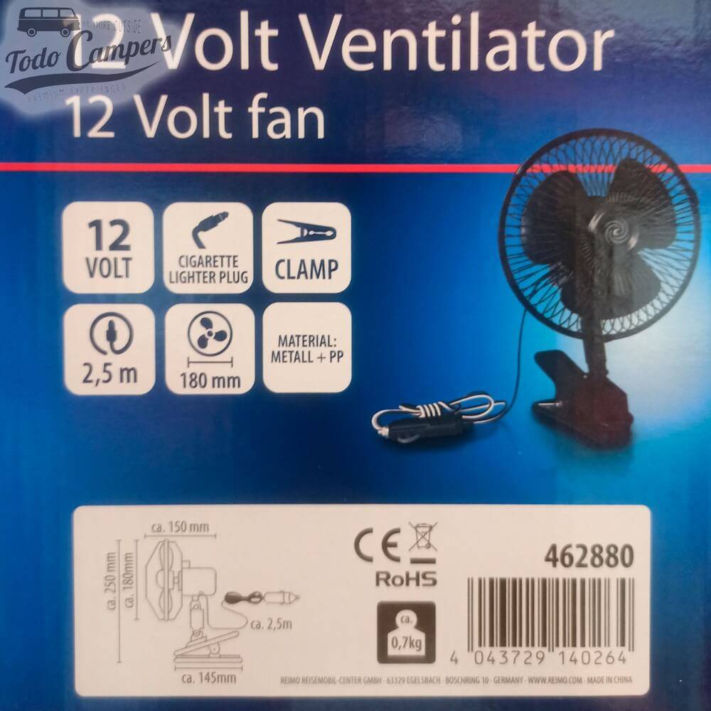 Ventoinha para carrinhas ou autocaravanas de 12v
