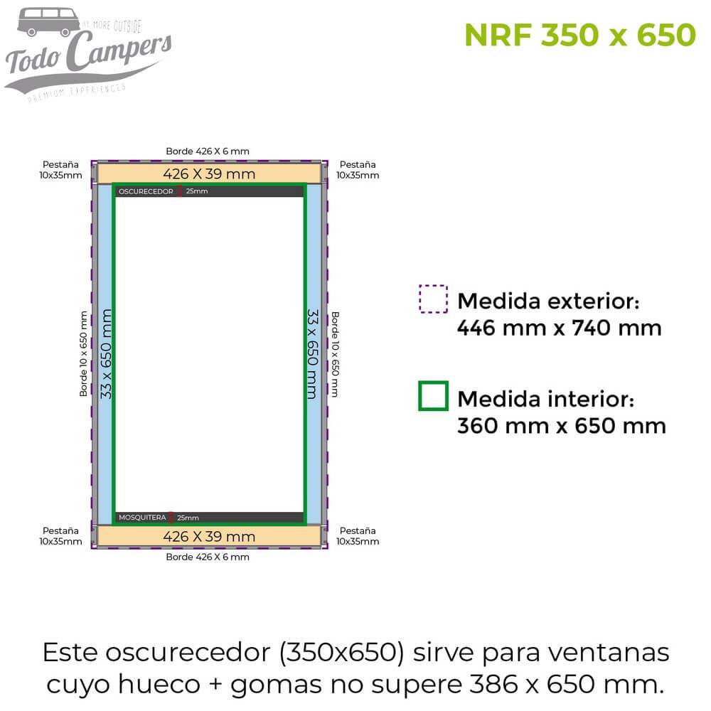 Estore com mosquiteira NRF de 350 x 650 mm