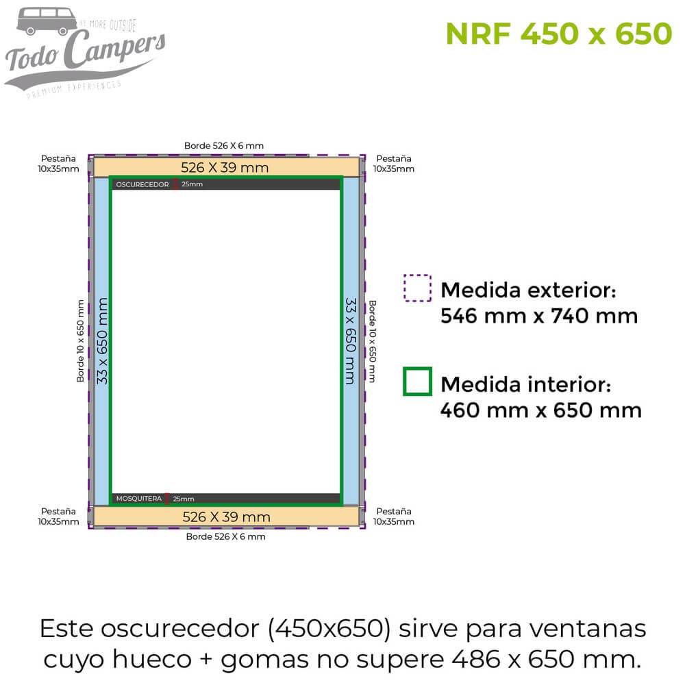 Estore com mosquiteira NRF de 450 x 650 mm