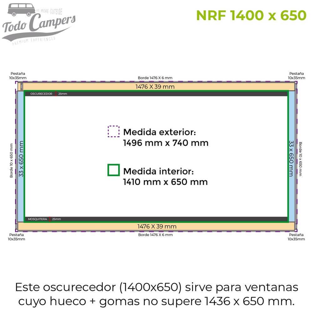 Estore com mosquiteira NRF de 1400 x 650 mm