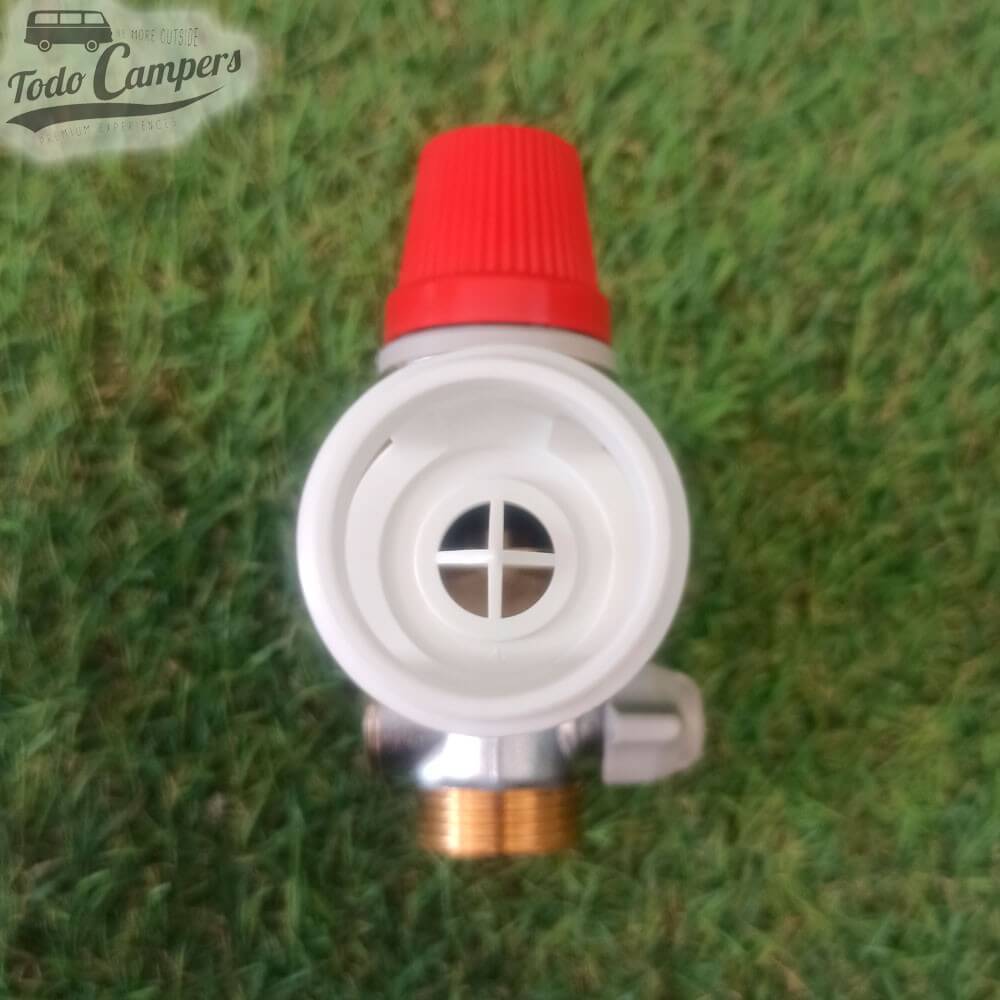 Válvula de drenagem de pressão para boilers para montagem em carrinhas transformadas