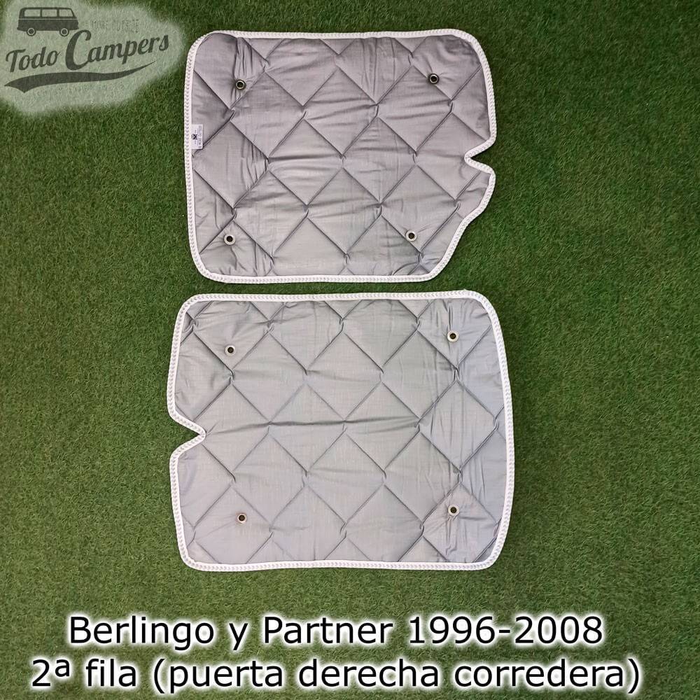 Revés de los aislantes térmicos de 2ª fila para Berlingo y Partner 1996-2008 con una puerta corredera.