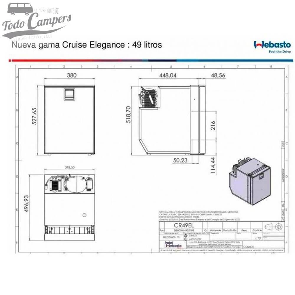 Frigorífico com congelador Webasto Cruise Elegance - 49 litros
