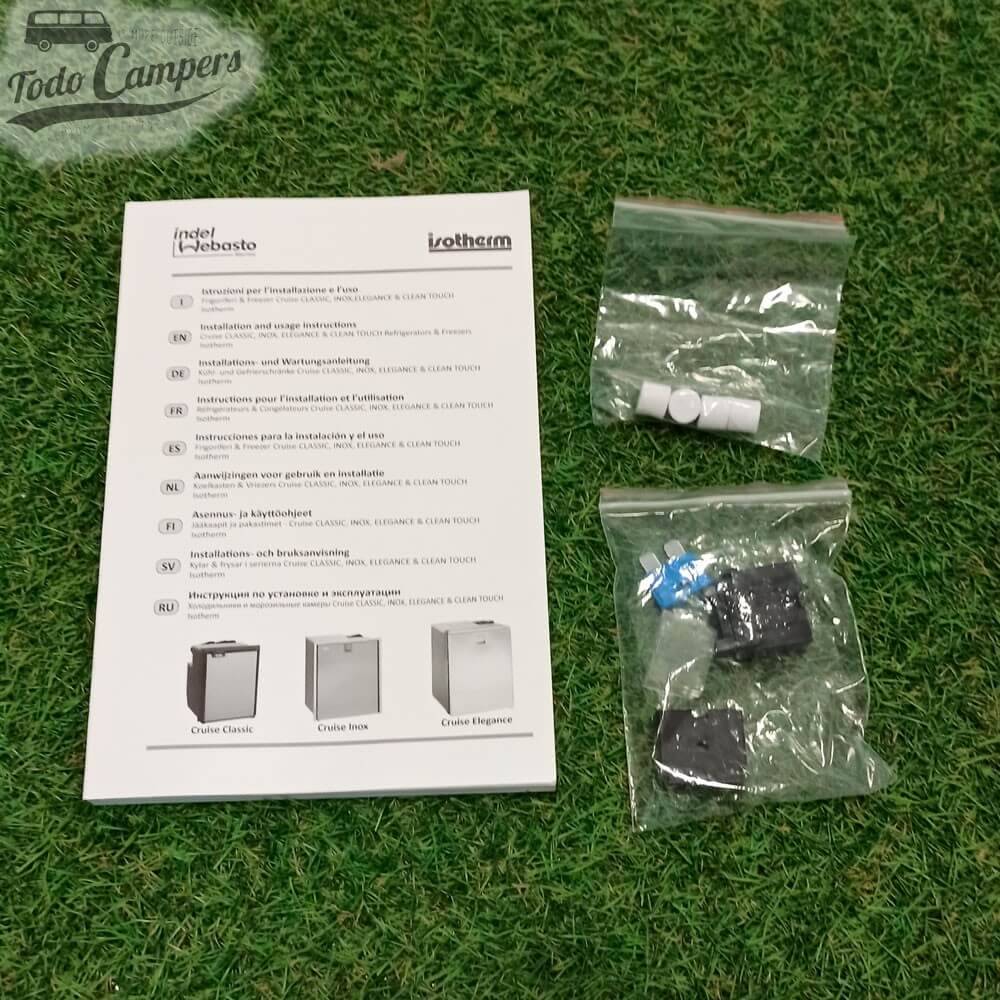 Instrucciones y accesorios del frigorífico con congelador Webasto Cruise Elegance de 65 litros