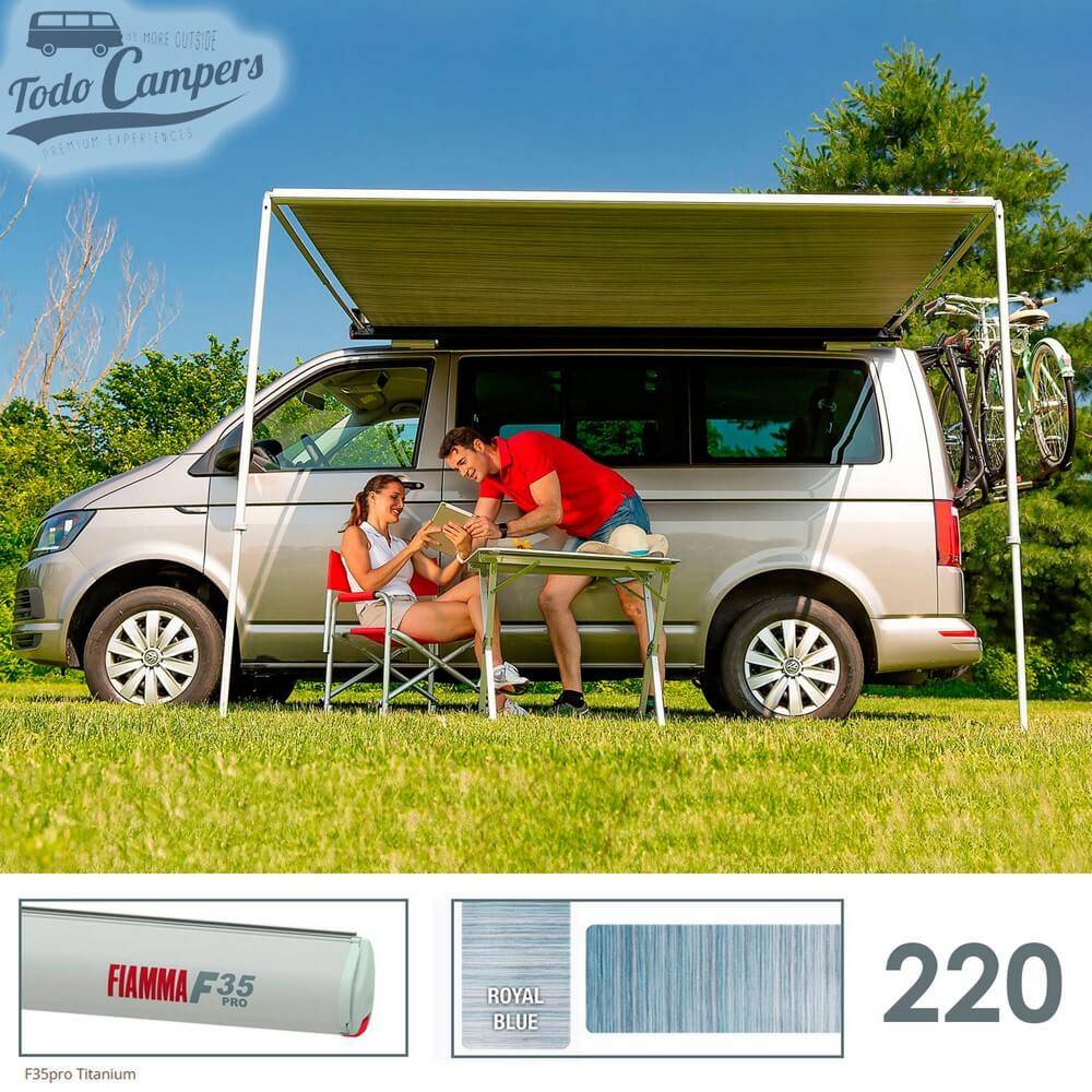 Toldo Fiamma F35 Pro 220 - Titanium - Royal Blue