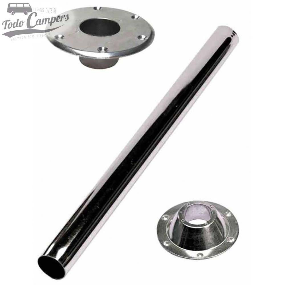 Anclaje cónico junto a tubo cromado para soportes modulares de mesa