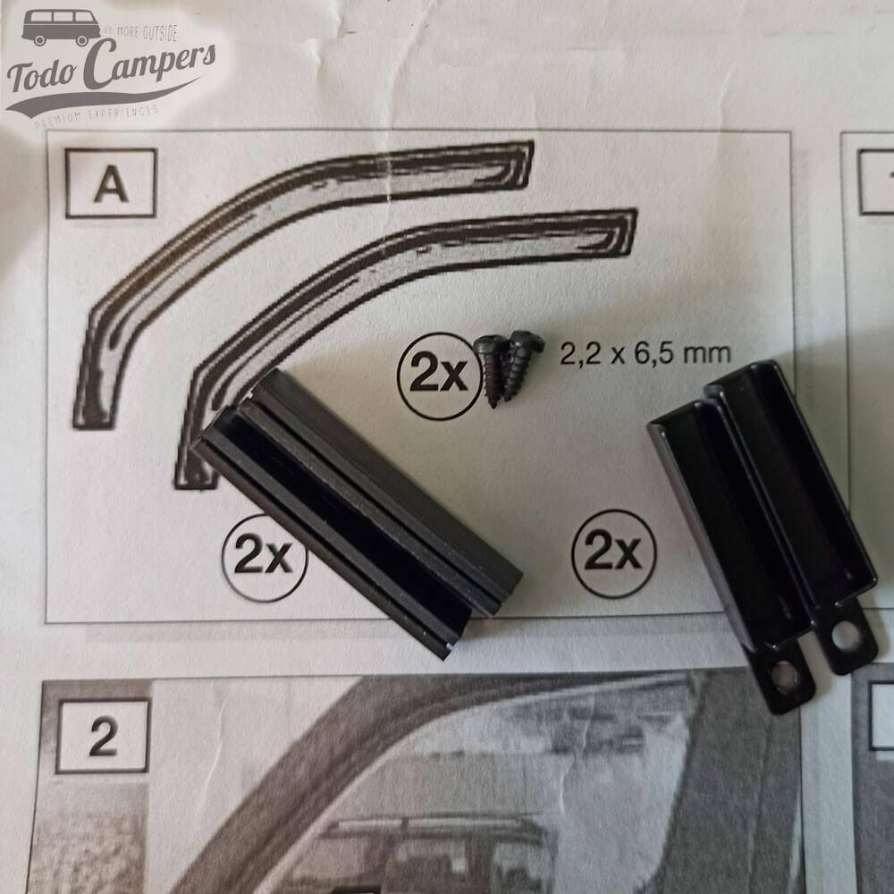 instruções e peças de montagem dos defletores