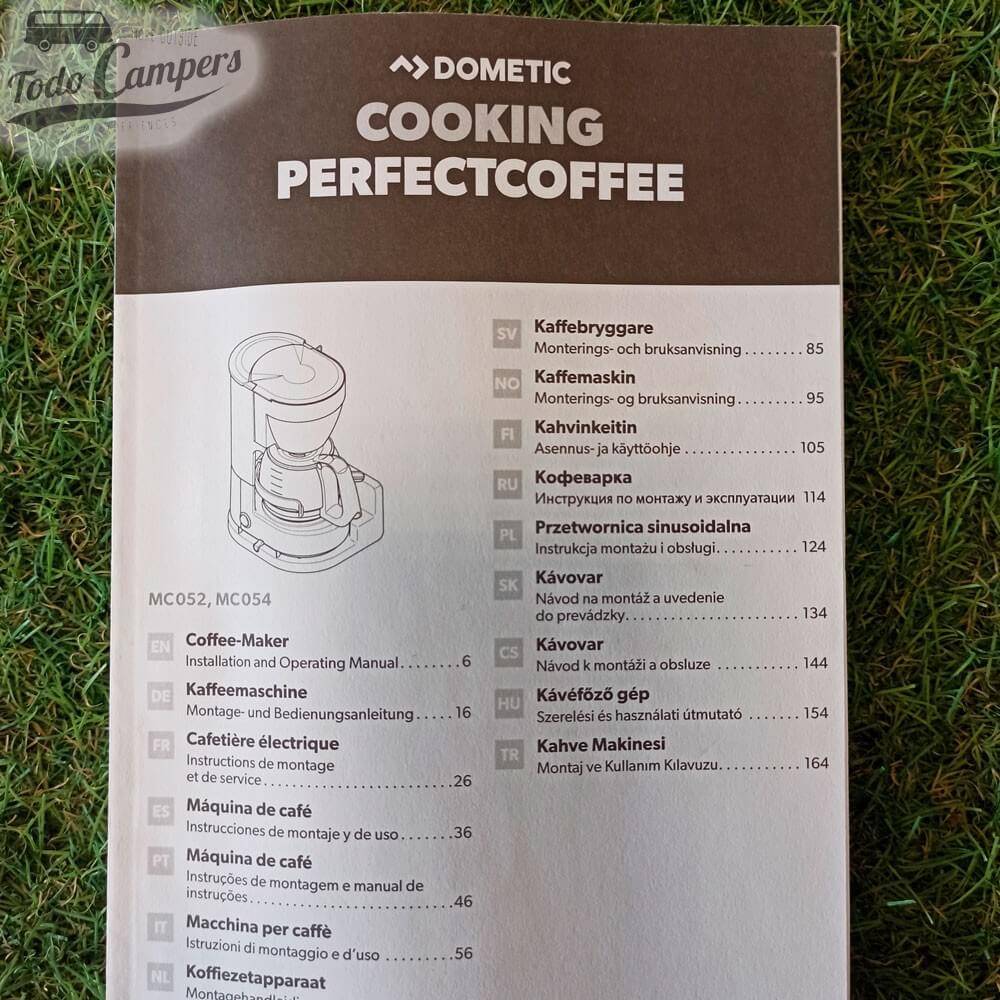 Instrucciones de la Cafetera a 12V Dometic PerfectCoffee MC 052