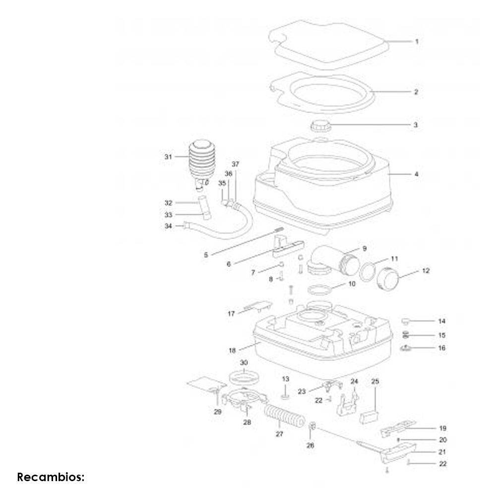 Recambios y piezas de WC portátil Porta Potti Qube 145