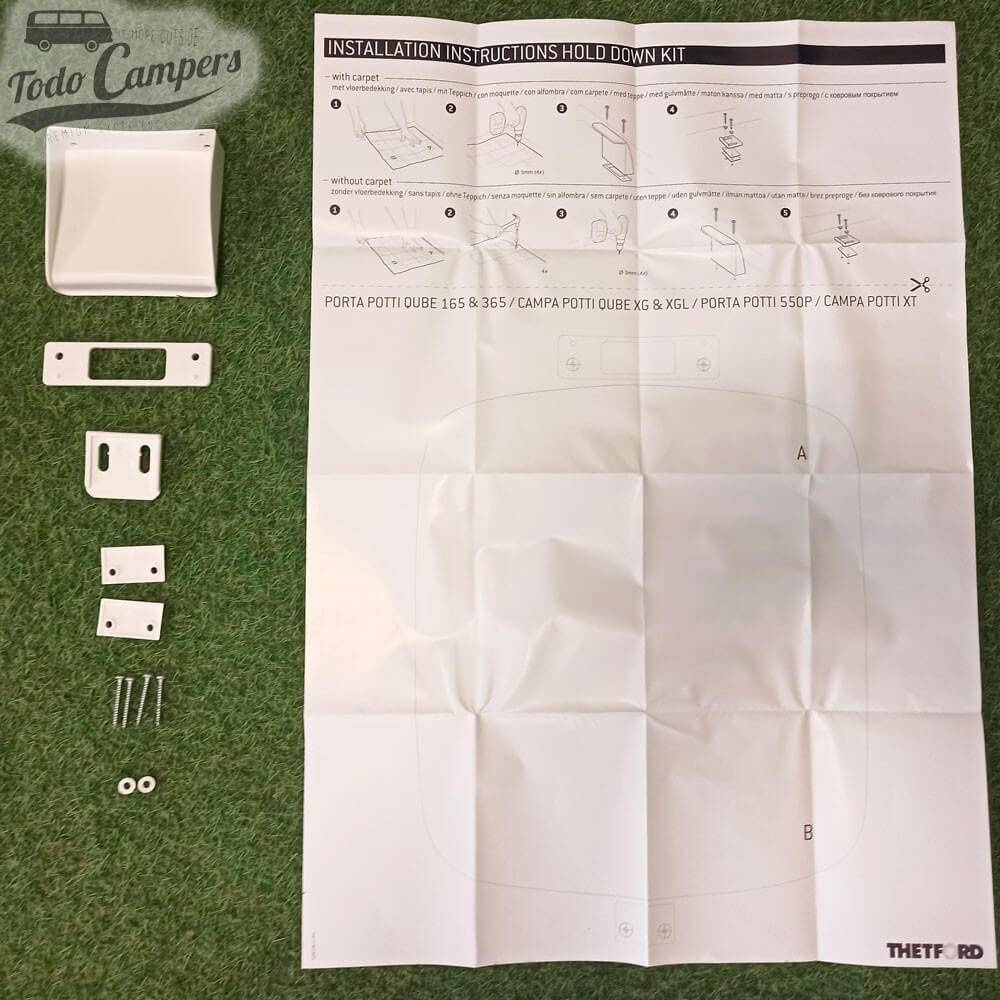 Unboxing del Kit de fijación para WC químico portátil Porta Potti Qube 165 y 365