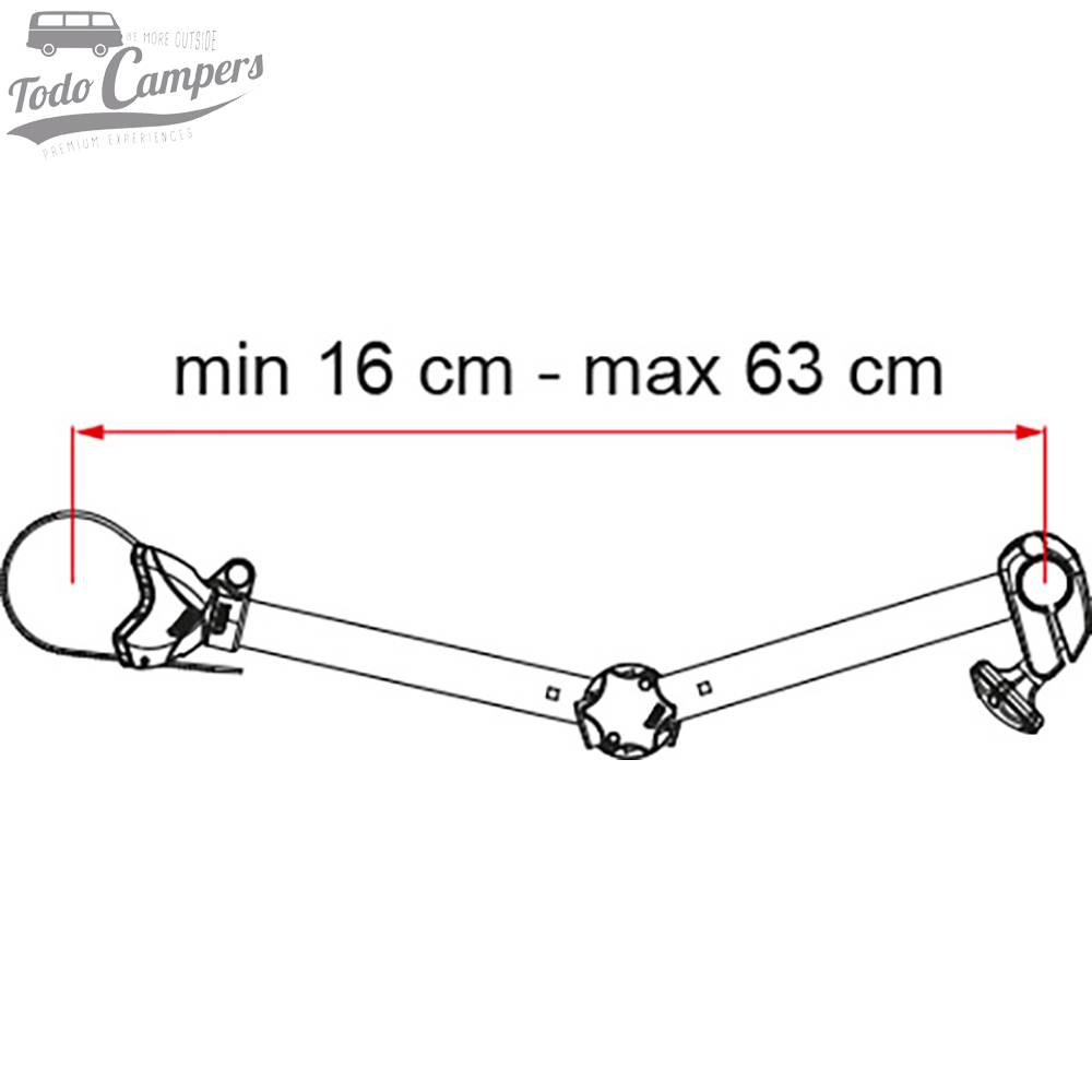 Medidas del brazo S D2 para portabicicletas Fiamma Carry Bike Pro. Portabicicletas para furgonetas, autocaravanas o caravanas
