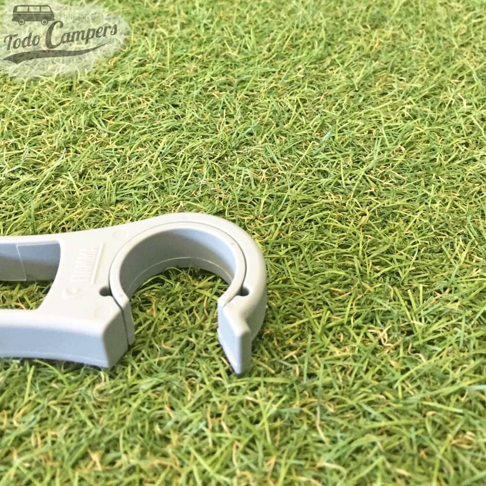 Clip de sujeción adicional, color gris. Portabicicletas para furgoneta, autocaravana o caravana