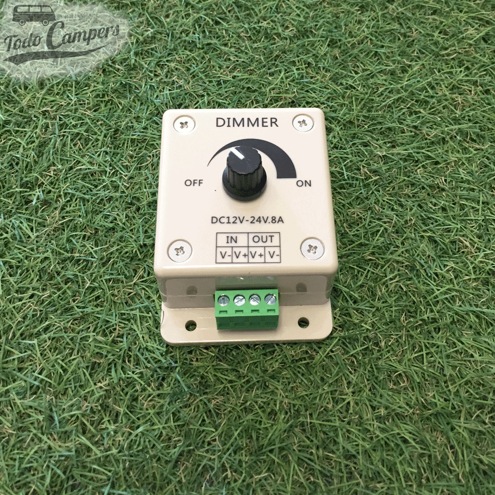 Dimmer para controlar las tiras de LEDs 12/24V DC hasta 96/192W. 8A.