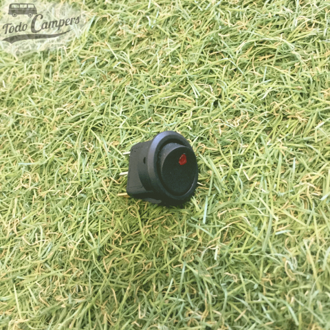 Interruptor unipolar 12V negro, con led rojo.