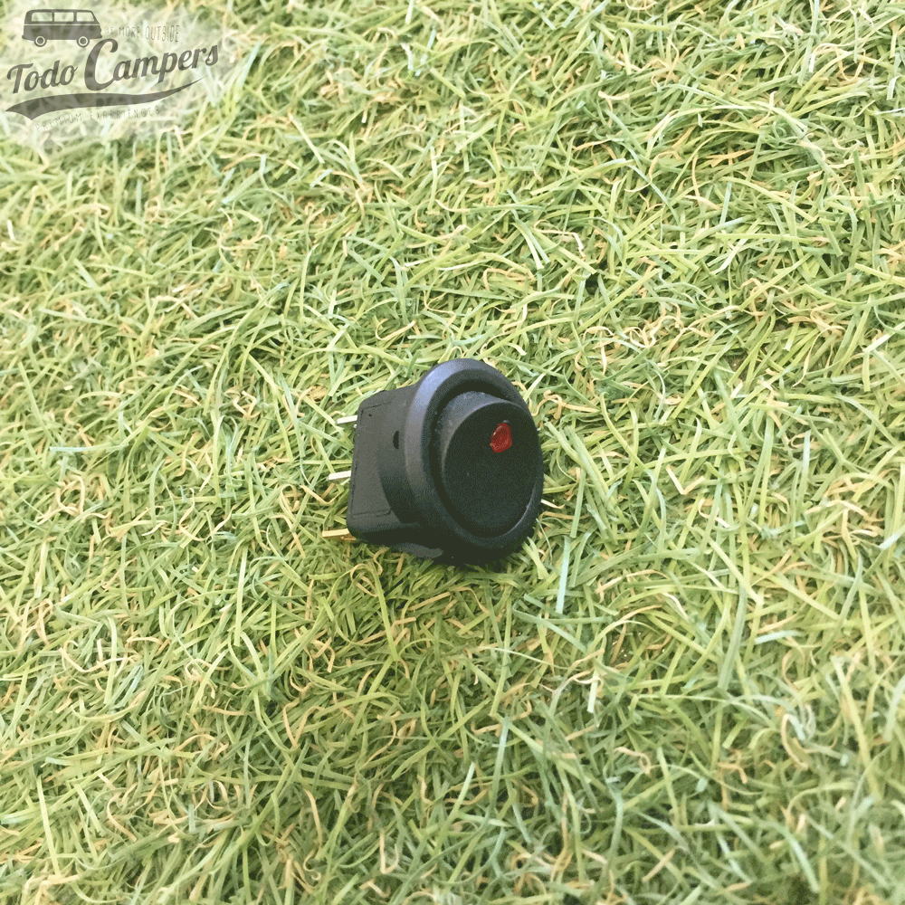 Interruptor unipolar 12V negro, con led rojo.