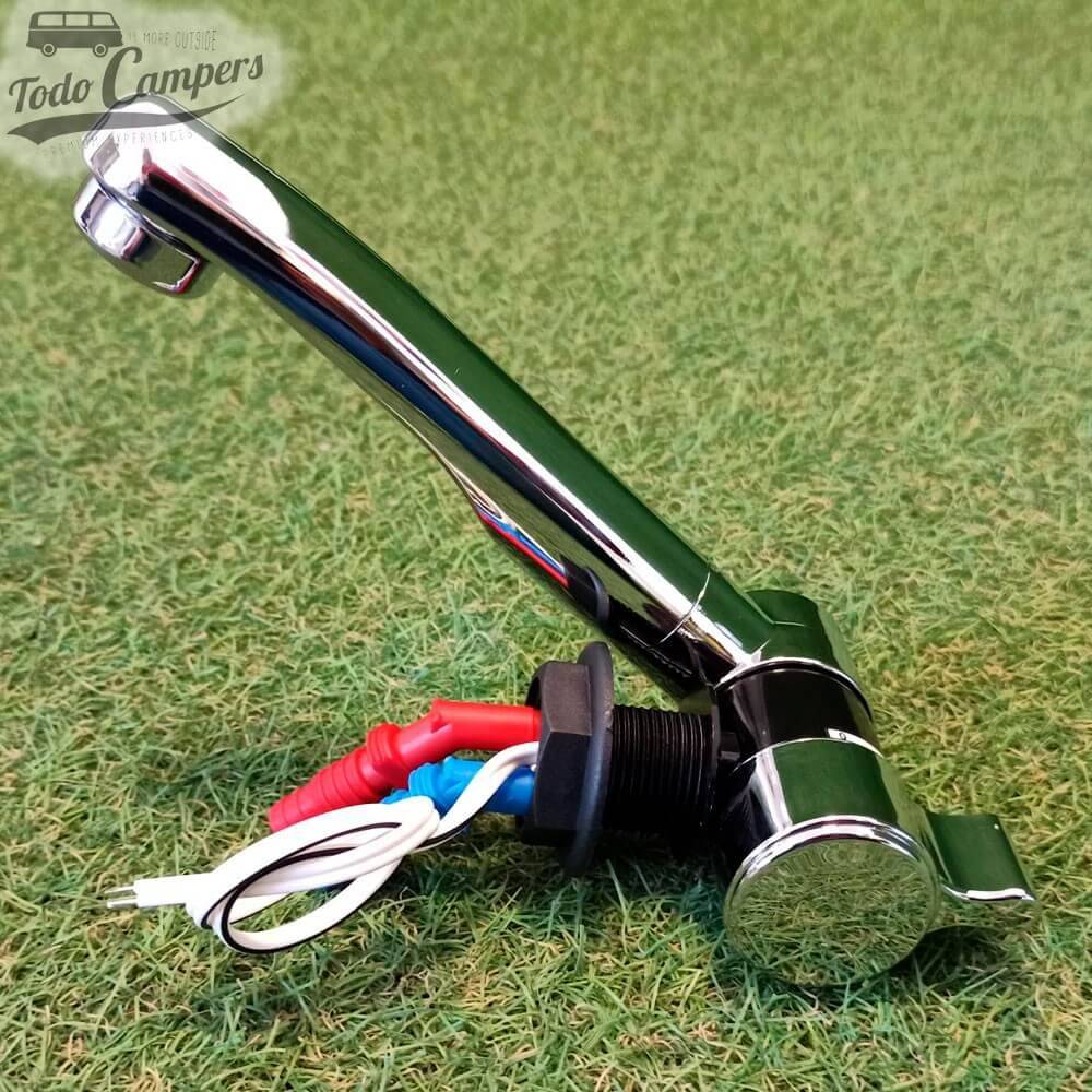 Torneira misturadora de água fria e quente. Funciona a 12v com microinterruptor automático.