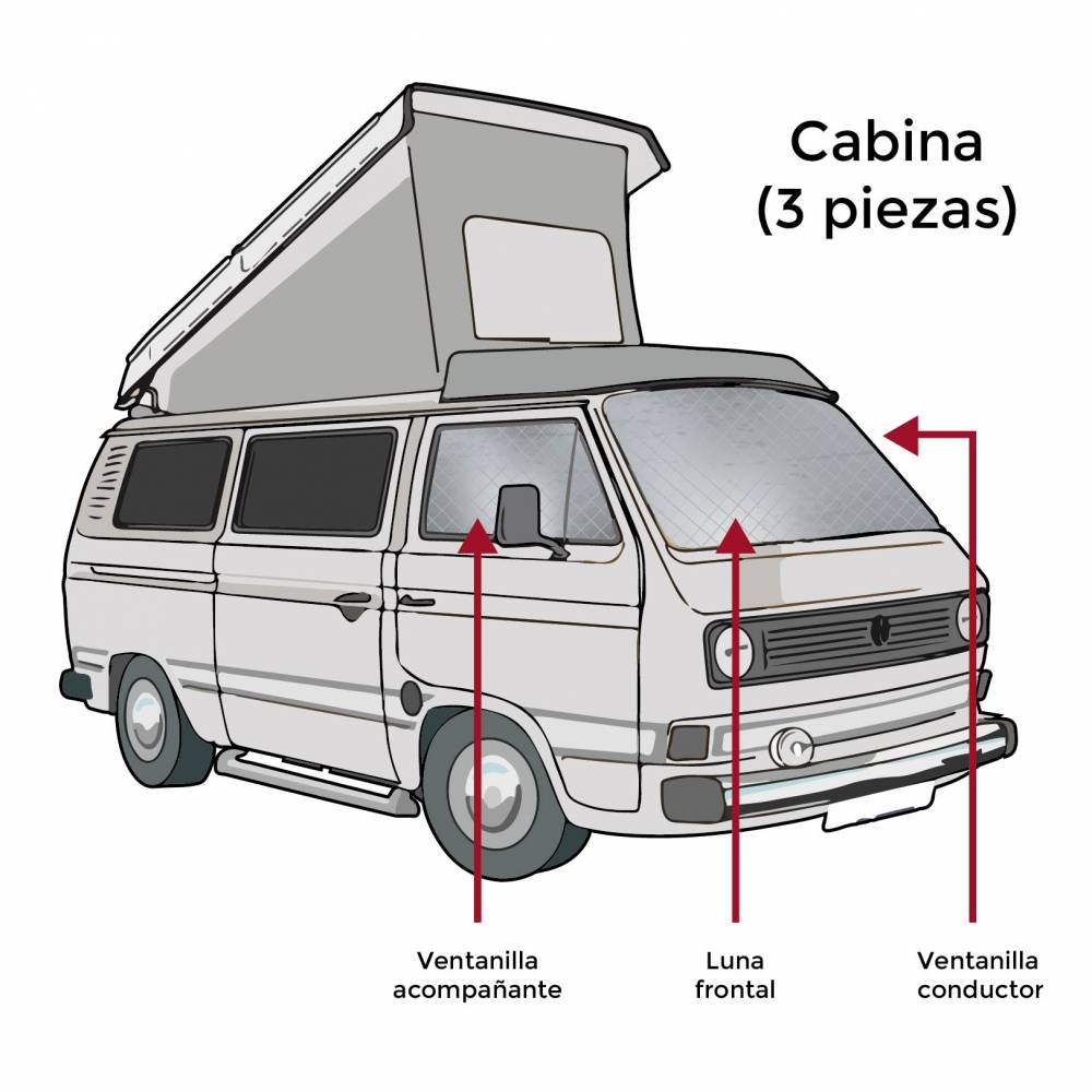 aislantes de CABINA: 3 piezas (luna frontal y ventanillas de conductor y acompañante)
