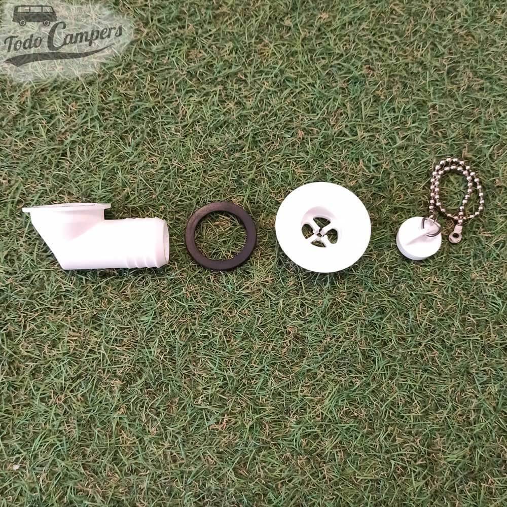 Válvula curva - Saída 25 mm - Todas as peças incluídas