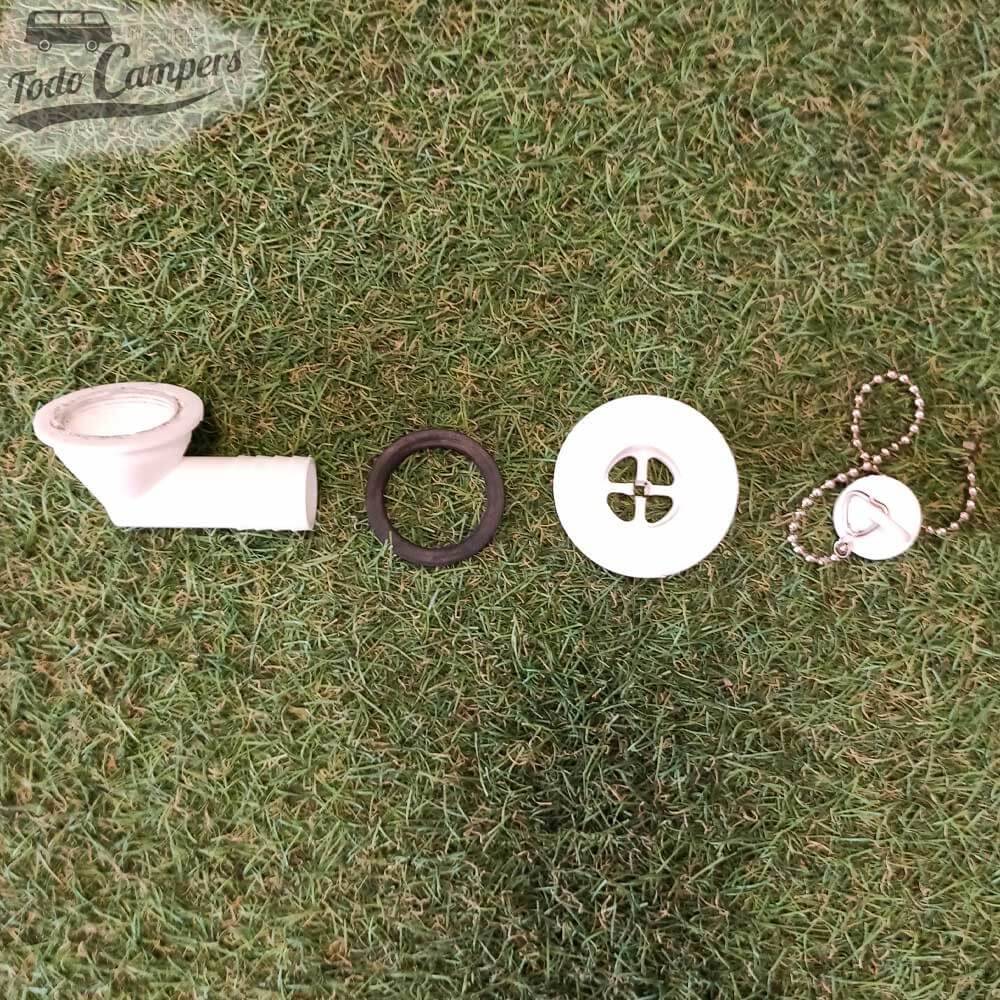 Válvula curva - Saída 20 mm - Todos os acessórios incluídos