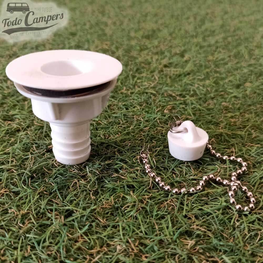 Desagüe recto con salida para mangueras de 20 mm de diámetro. Tipo J