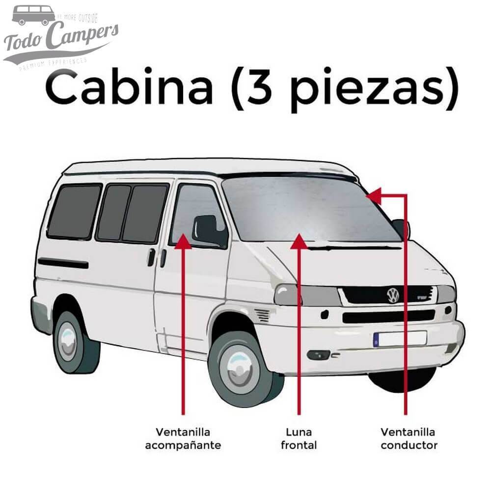 Aislantes térmicos de CABINA: 3 piezas (luna frontal y ventanillas de conductor y acompañante).