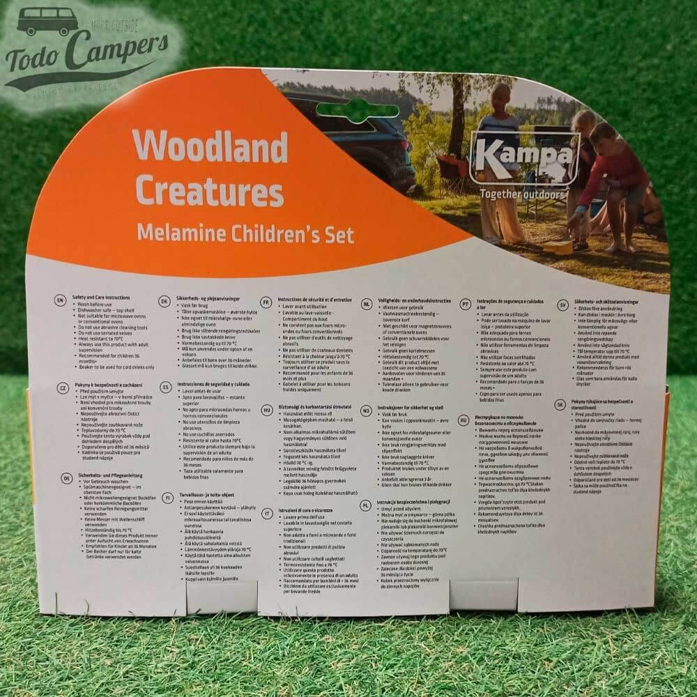 Conjunto de loiça infantil individual de 5 peças Animais da floresta (Woodland Creatures) marca Kampa