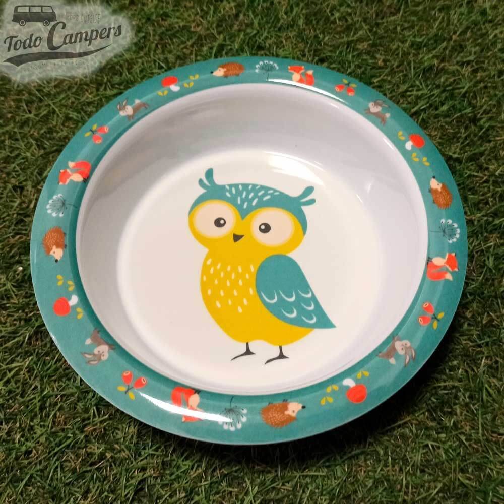 Plato hondo de la Vajilla de melamina infantil Animales del bosque